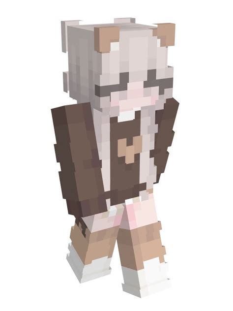 A Sweet Brown Cottagecore Minecraft Skin With Bear Ears By Giovanka