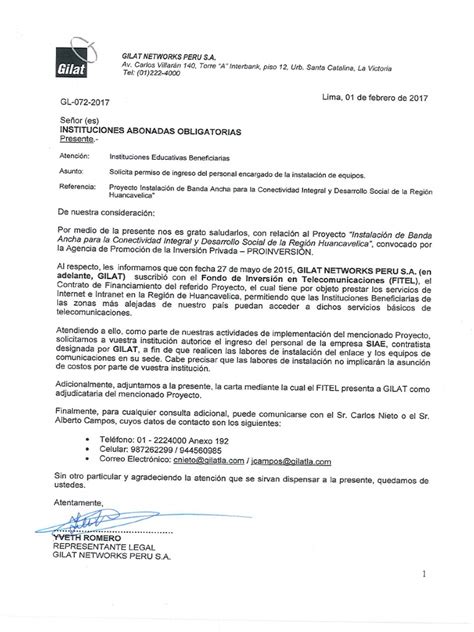 Carta De Presentación Huancavelicacolegiosfirmada