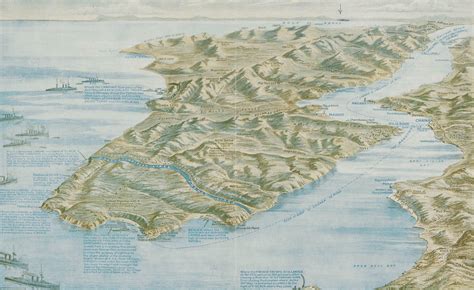 Graphic Map Of The Gallipoli Campaign Drawn By Gf Morrell In 1915