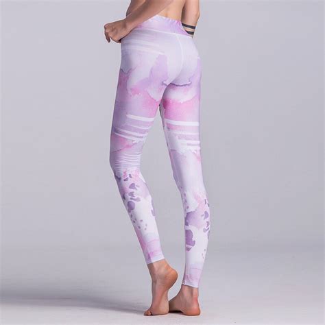 women yoga pants floral print high elastic leggings female sport hip push up slim leggings