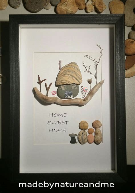 Housewarming gift, pebble family art, new home artwork, rock art, beach ...