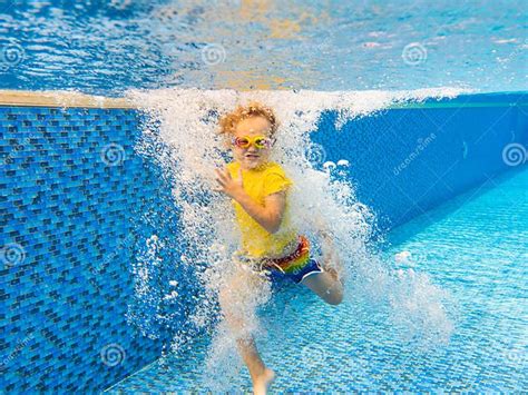 Child Underwater In Swimming Pool Kids Swim Stock Photo Image Of