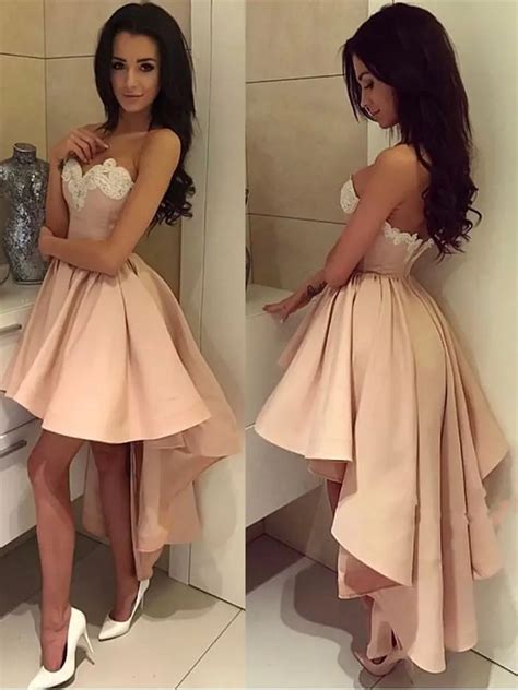 Custom Make Charming Sweetheart A Line Lace Short Prom Dress Blush Pink