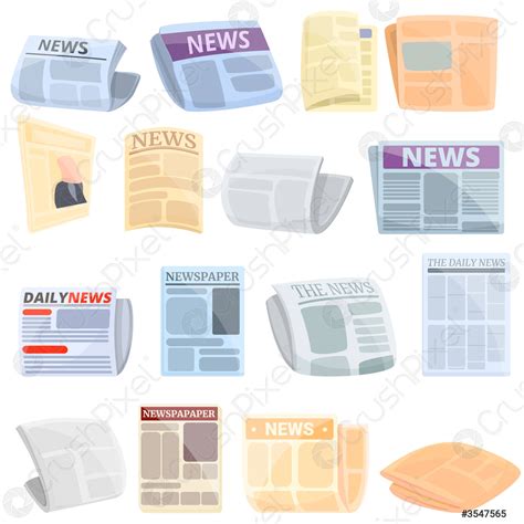 Newspaper Icons Set Cartoon Style Stock Vector 3547565 Crushpixel