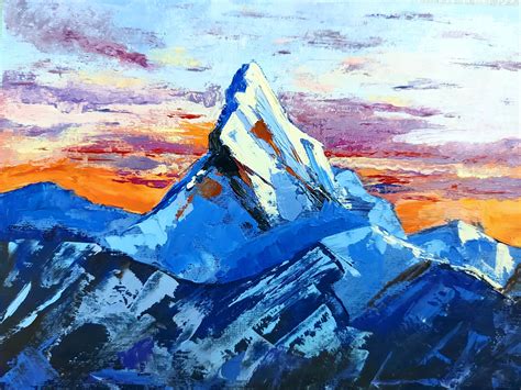 Matterhorn Oil Painting Original Art Mountain Artwork Etsy