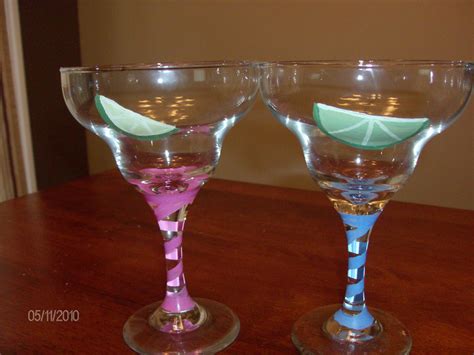 Painted Margarita Glasses With Limes Decorated Bottles Margarita Glasses Painted Wine Glasses