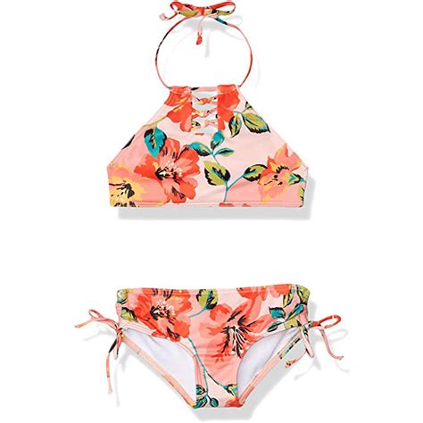 Billabong Girls Beach Bliss Hi Neck Two Piece Swim Set Multi 12