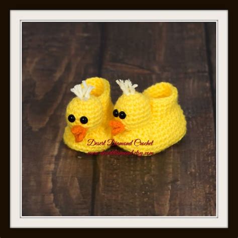 Crochet Pattern 016 Duckie Animal Baby Booties Etsy