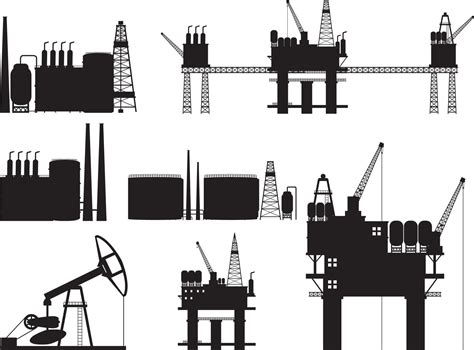 Set Of Silhouettes Of Oil Industry Objects 8191390 Vector Art At Vecteezy