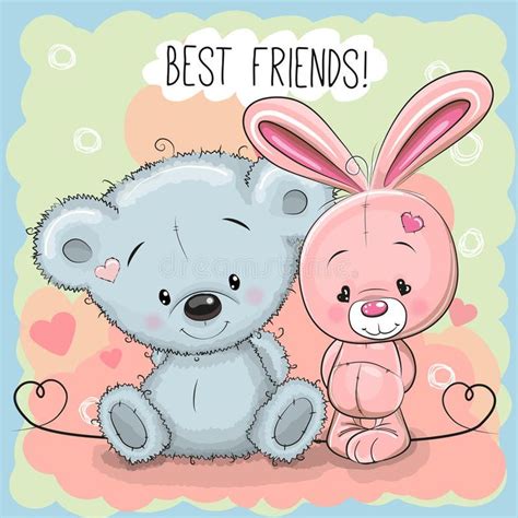Cute Bear And Rabbit Cute Cartoon Bear And Rabbit Best Friends Royalty