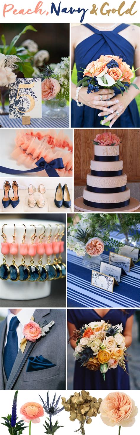 Navy Blue Peach And Gold Wedding Inspiration With Images Gold