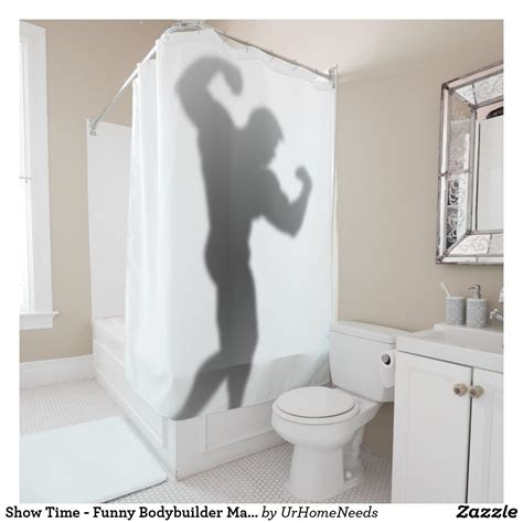 Show Time Funny Bodybuilder Man Silhouette Shower Curtain Zazzle