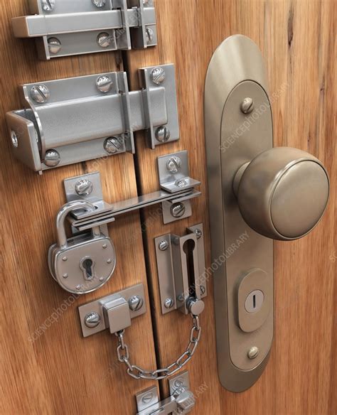 Door With Various Locks Artwork Stock Image F0097146 Science