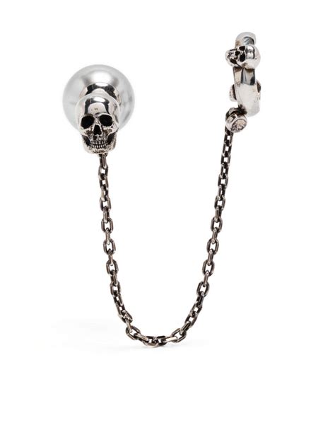 Alexander Mcqueen Skull Motif Chain Link Earring Farfetch