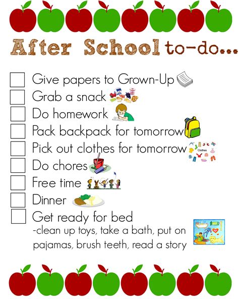 Free After School Routine Printable Mandys Recipe Box