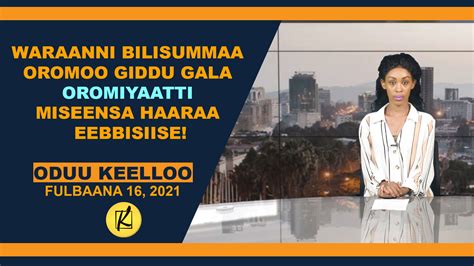 Oduu Keelloo Fulbaana 16 2021 Waraanni Bilisummaa Oromoo Giddu