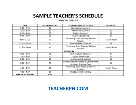 deped sample class program and teacher s schedule teacherph gambaran