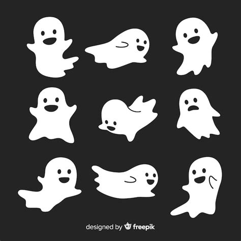 Free Cute halloween ghosts collection in different poses SVG DXF EPS