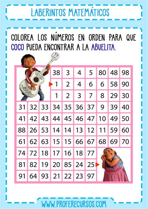 Laberintos De Numeros Juegos Matematicos Para Imprimir Matematicas