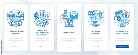 Digital Skills Blue Onboarding Mobile App Page Screen With Concepts