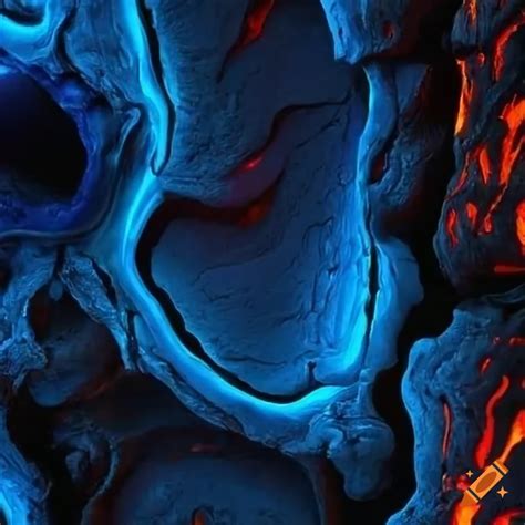 Blue Cracked Lava Texture In 3d