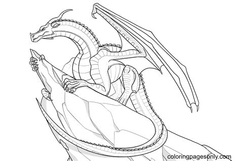 Coloriages Skywing Dragon Sur Le Rocher Coloriages Ailes De Feu