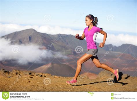 Female Running Athlete Woman Trail Runner Stock Image