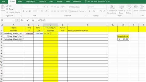 Excel Weekly Timesheet Template With Formulas