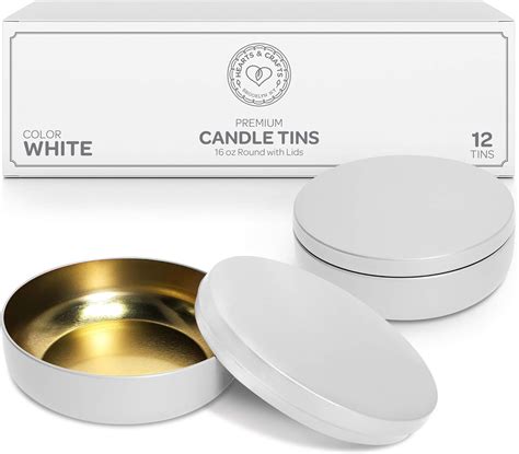 Buy Hearts And Crafts White Candle Tins 16 Oz With Lids 12 Pack Of Bulk