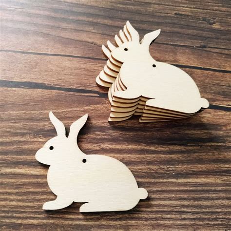 Bunny Rabbit Set Of 3 Wood Cut Out Wooden Bunnies Shape Blank Wood