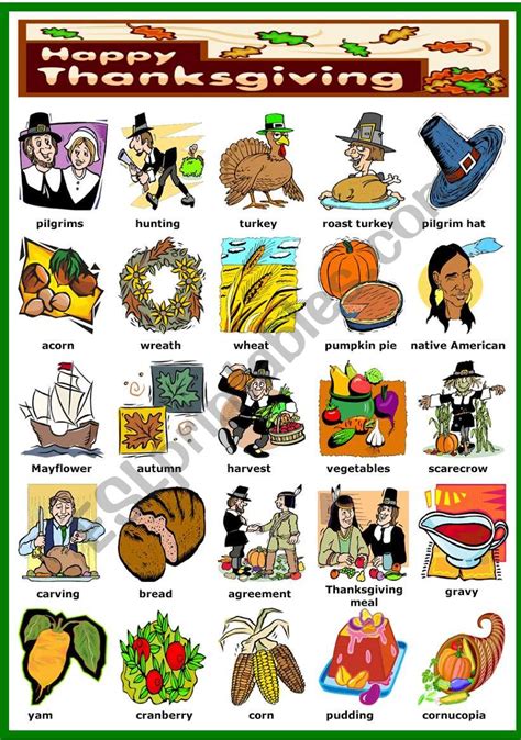 Thanksgiving Pictionary Bandw Version Included Esl Worksheet By Katiana