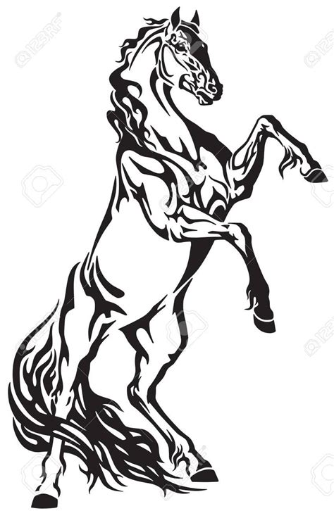 Horse Head Tribal Tattoo Logo Icon Black And White Vector