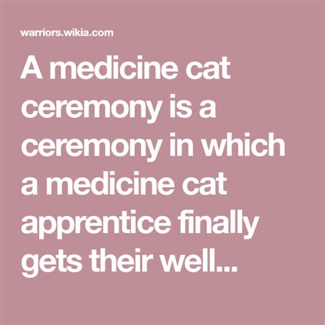 A Medicine Cat Ceremony Is A Ceremony In Which A Medicine Cat