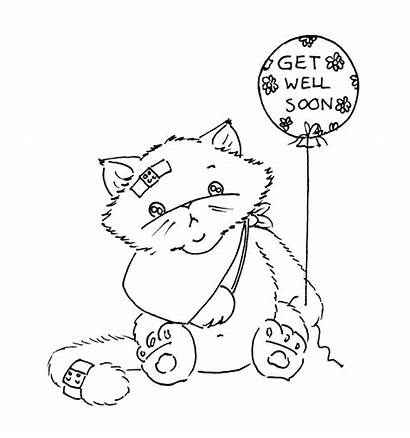 Well Soon Printable Coloring Cards Pages Stamps