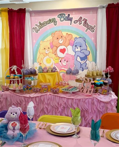 Care Bears Pink Backdrop Personalized For Birthdays Or Baby Shower