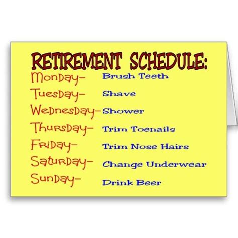 retirement schedule funny retirement ts card zazzle retirement humor funny retirement