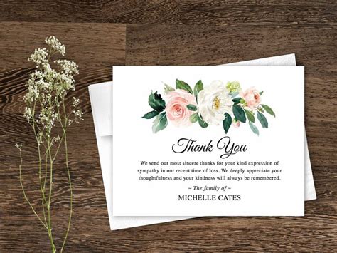 Sympathy Acknowledgement Cards Funeral Thank You And Etsy Funeral