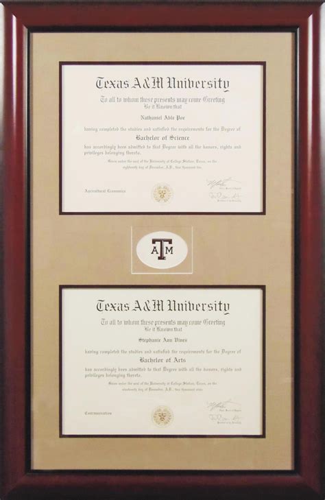 Custom Framed Texas A And M University Diplomas With The Universitys