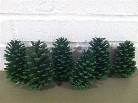 Set Of Three Medium Green Painted Pine Cones Etsy Painted Pinecones