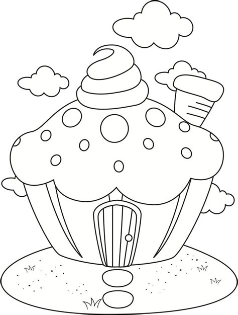 Kawaii 2 ausmalbilder fur kinder malvorlagen zum ausdrucken und ausmalen malvorlagen die größte sammlung von niedlichen bildern ivon tieren, monstern, süßigkeiten, einhörnern. cupcake house - so cute! | coloring pages | Pinterest | Simple craft ideas, Simple crafts and ...