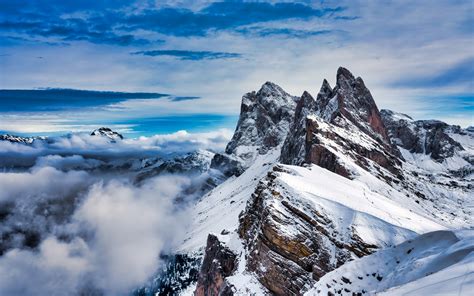 Seceda Mountain Wallpaper 4k Winter Peak Alps Mountains