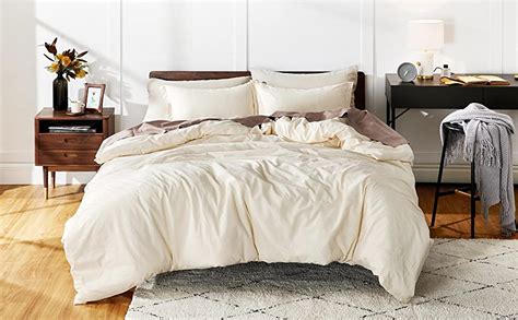 Bedsure 100 Washed Cotton Duvet Covers King Size Cream