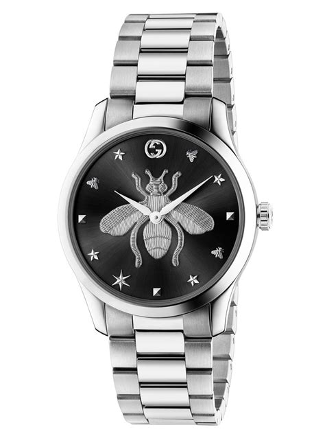 Gucci Ladies G Timeless Black Dial Bee Motif Bracelet Watch Ya1264136