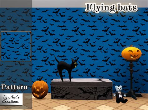 The Sims Resource Flying Bats Themed Pattern By Anis Creations