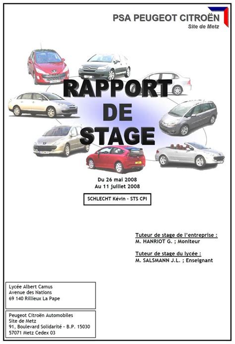 Page De Garde Rapport De Stage Design