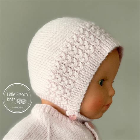 Baby Knitting Pattern Bonnet Hat Wool English Instructions Pdf Sizes