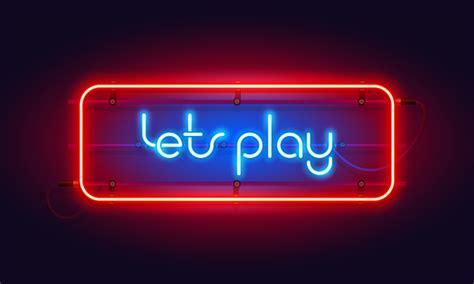 Horizontal Colorful Neon Lets Play Sign Stock Illustration Download