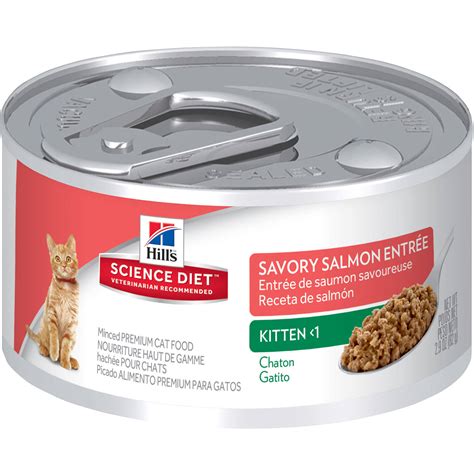 Both iams and science diet cat foods have tried to step up their game by introducing new products to fit cat food trends. Hill's Science Diet Kitten Savory Salmon Entree Wet Cat ...