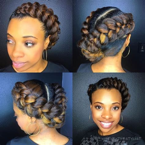 In this article we featured both braided natural hair and hair extensions. African American Two Braids And Side Bun Updo | Natural ...
