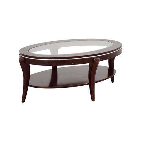 Glass coffee table oval silver. 89% OFF - Wood and Glass Oval Coffee Table / Tables